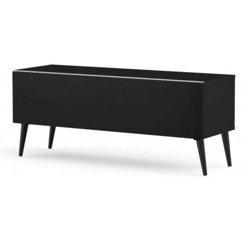 Meuble TV tissu acoustique et mélaminé noir Vasteras 120 cm