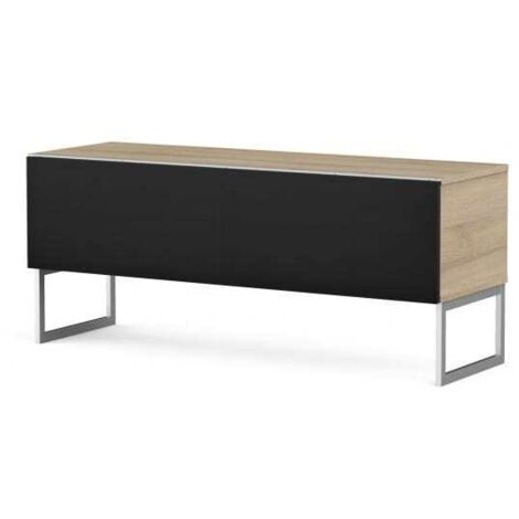 Meuble TV tissu acoustique noir et bois clair Bologna 120cm