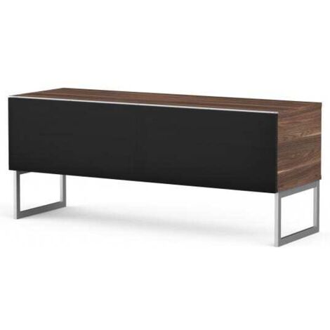 Meuble TV tissu acoustique noir et bois foncé Firenze 120cm