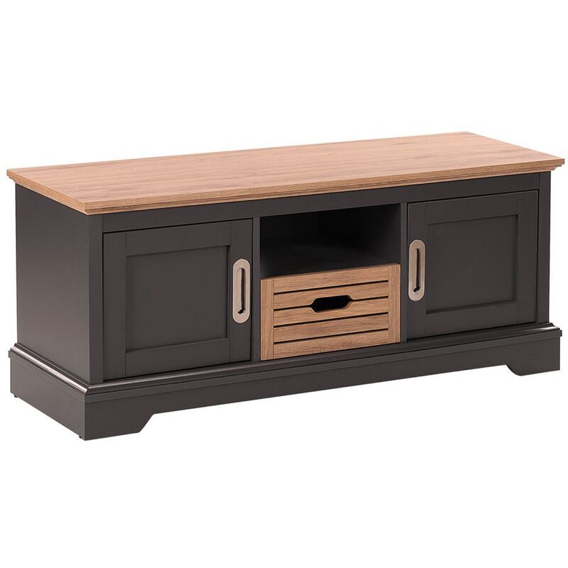 Meuble TV gris foncé et bois clair GARET