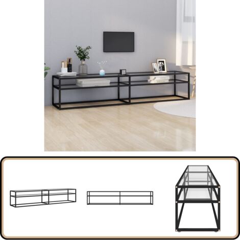 Meuble TV transparent 200x40x40,5 cm verre trempé - Meuble Tv - Meuble Téléviseur - Meuble Audiovisuel - Étagère Murale - Support Écran Plat