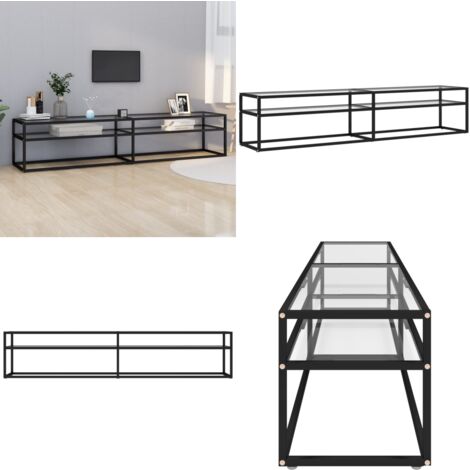 Meuble TV transparent 200x40x40,5 cm verre trempé - Meuble Tv - Meuble Téléviseur - Meuble Audiovisuel - Étagère Murale - Support Écran Plat - Home & Living