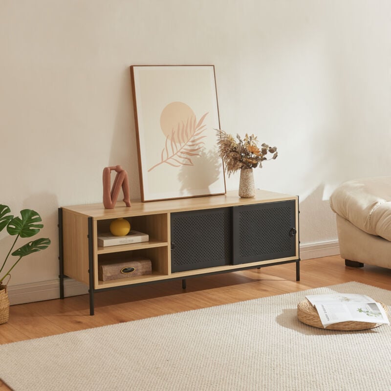 [en.casa] - Meuble tv Tysnes 120 x 40 x 45 cm effet chêne noir