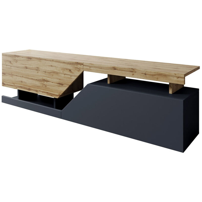 Meuble tv Comfivo Daldune 100, Anthracite + Chêne wotan, Le nombre de portes: 0, Nombre de tiroirs: 0, 160x47x35cm