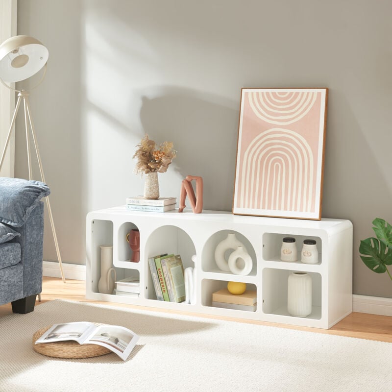 [en.casa] - Meuble tv Vågå 140 x 40 x 48 cm blanc