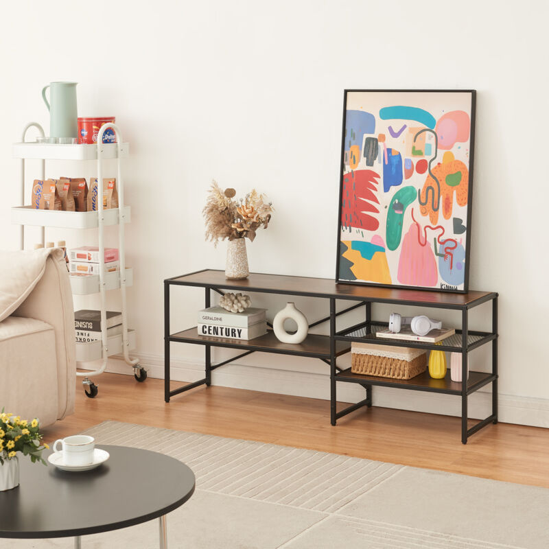 [en.casa] - Meuble tv Västiarharg 120 x 30 x 46 cm noir effet noyer