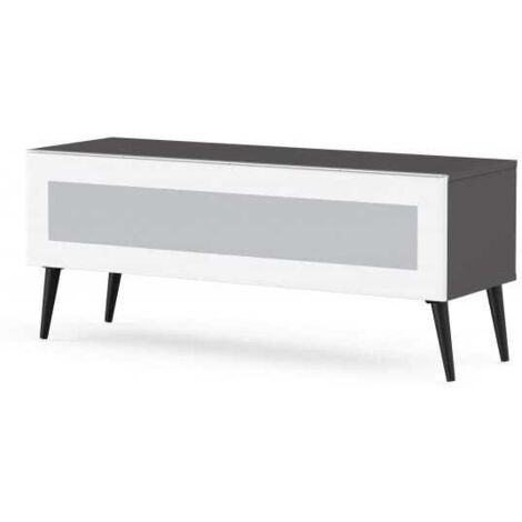 Meuble TV verre infrarouge blanc et mélaminé gris Malmo 120cm