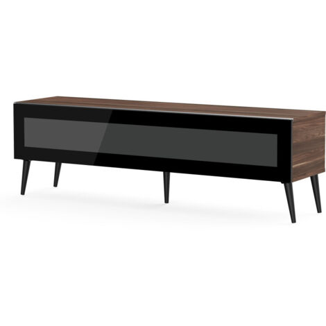 Meuble TV verre infrarouge et bois foncé Linkoping 160cm