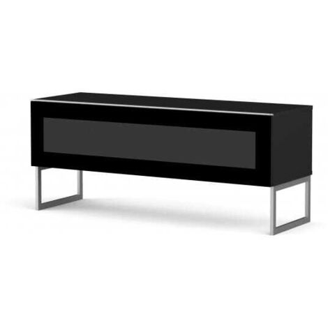 Meuble TV verre infrarouge et bois mélaminé noir Verona 120cm