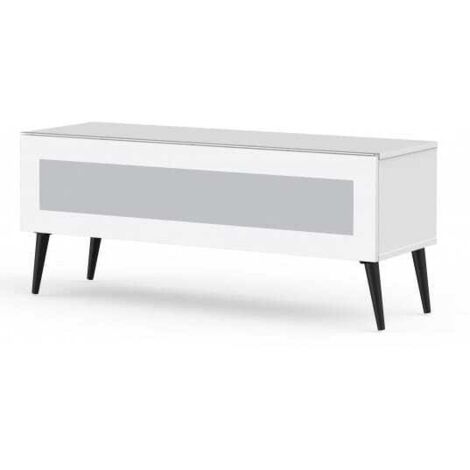 Meuble TV verre infrarouge et mélaminé blanc Goteborg 120cm