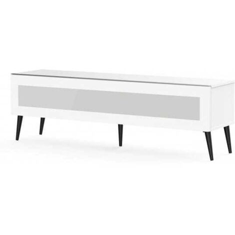 Meuble TV verre infrarouge et mélaminé blanc Goteborg 160cm