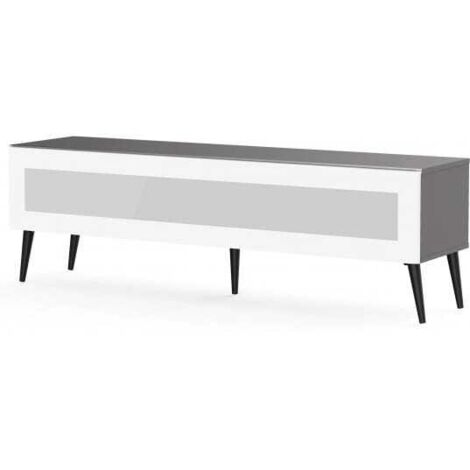 Meuble TV verre infrarouge et mélaminé gris Malmo 160cm
