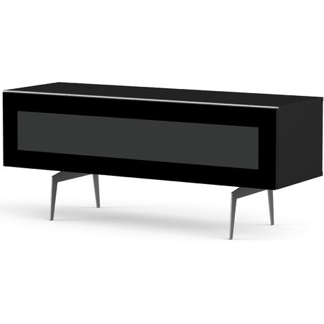 Meuble TV verre infrarouge et mélaminé noir pieds métal Sydney 120 cm