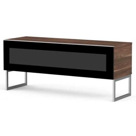Meuble TV verre infrarouge noir et bois foncé Torino 120cm