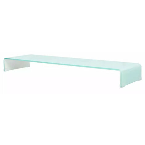 Meuble TV verre trempé blanc Martial