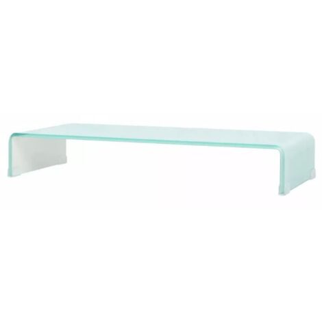 Meuble TV verre trempé blanc Martial L 90