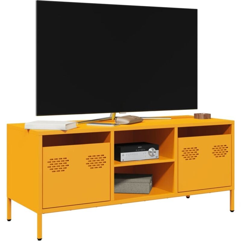 Vidaxl - Meuble tv jaune moutarde 101,5x39x43,5 cm acier laminé à froid