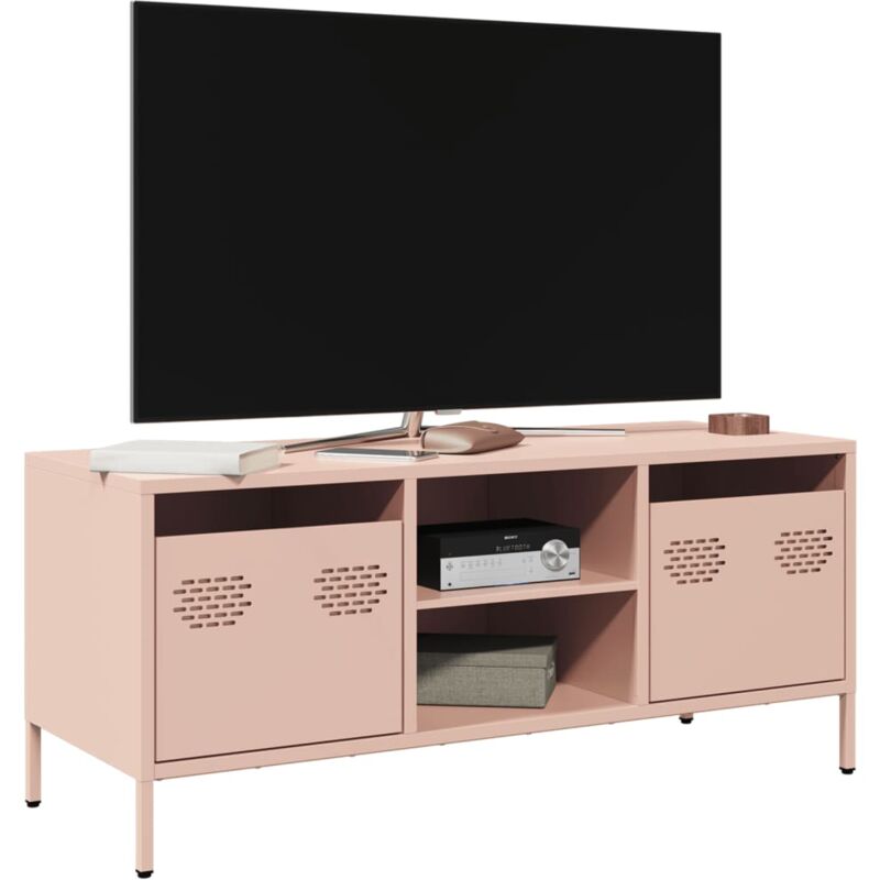 Vidaxl - Meuble tv rose 101,5x39x43,5 cm acier laminé à froid