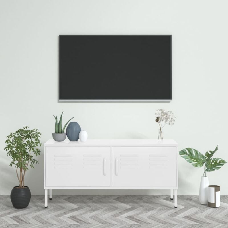 Vidaxl - Meuble tv Blanc 105x35x50 cm Acier