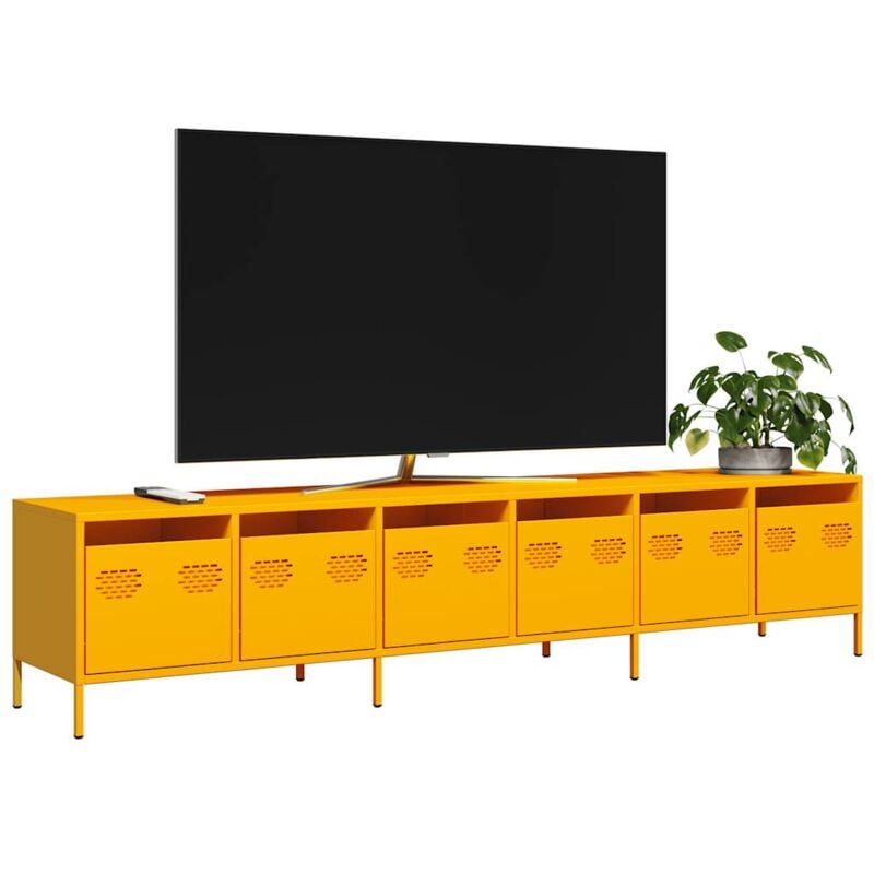 Vidaxl - Meuble tv jaune moutarde 202x39x43,5 cm acier laminé à froid