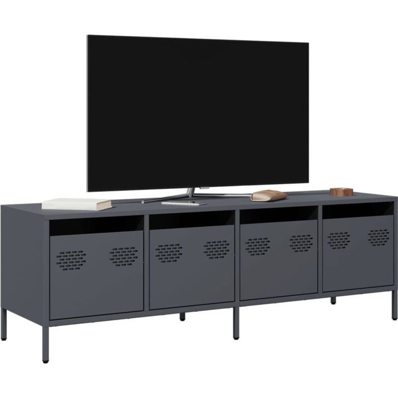 vidaXL Meuble TV anthracite 135x39x43,5 cm acier laminé à froid