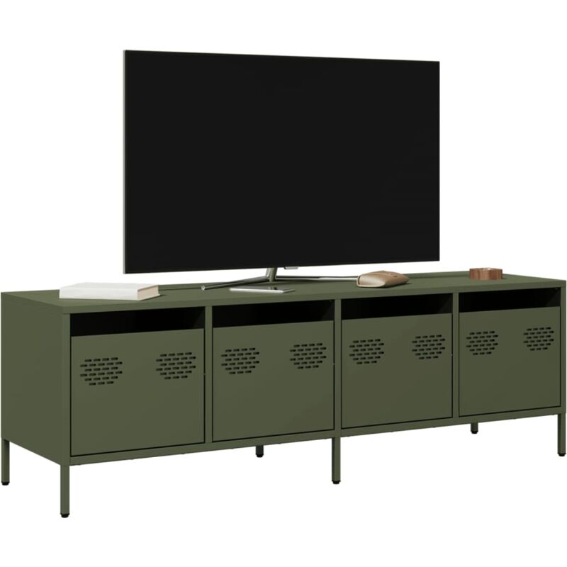 Vidaxl - Meuble tv vert olive 135x39x43,5 cm acier laminé à froid