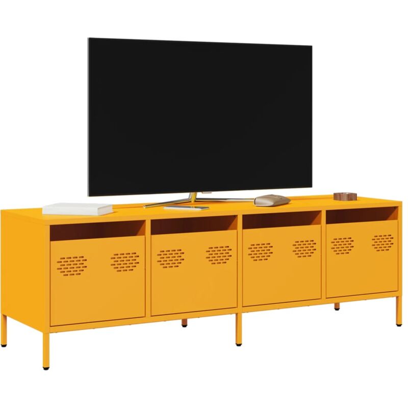 Vidaxl - Meuble tv jaune moutarde 135x39x43,5 cm acier laminé à froid