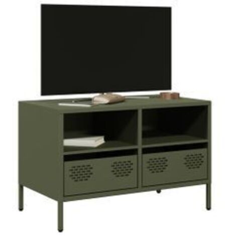 Meuble TV vert olive 68x39x43,5 acier laminé à froid