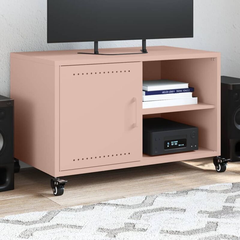 Vidaxl - Meuble tv rose 68x39x43,5 cm acier