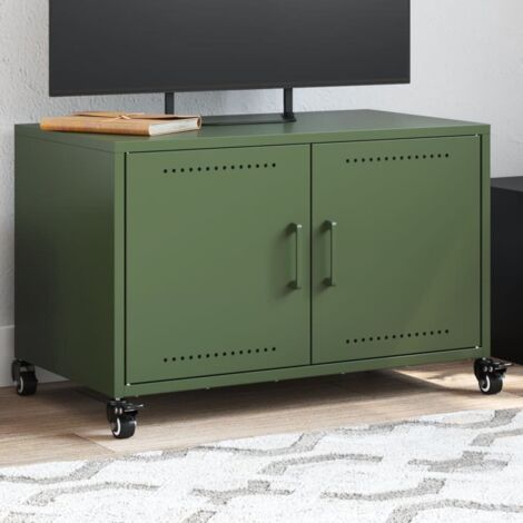 Meuble TV vert olive 68x39x43,5 cm acier laminé à froid vidaXL