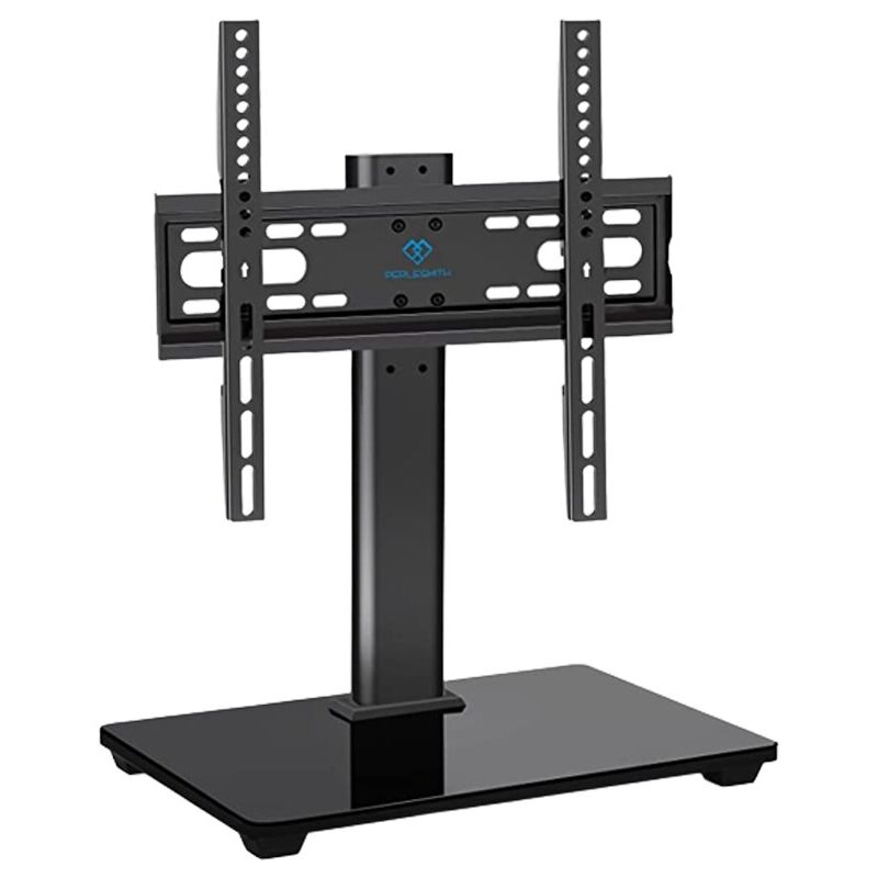 Meuble tv vertical au sol, extension maximale 400 mm, épais et durable, réglable en hauteur, matériau acier laminé à froid, noir