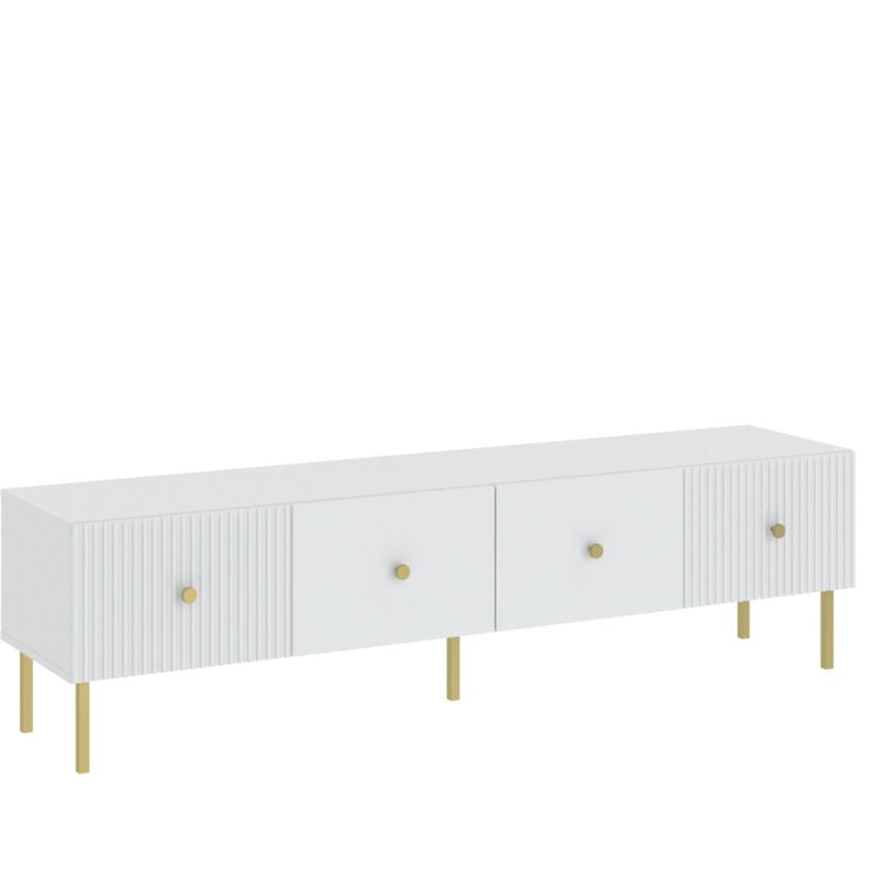 Meuble tv viena - 180 cm - 2 portes Blanc - Doré