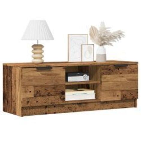 Meuble TV vieux bois 102x35x36,5 bois d'ingénierie