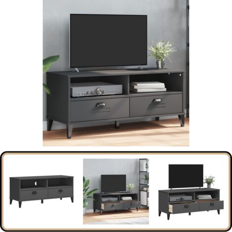 Meuble TV VIKEN gris anthracite bois de pin solide - Meuble Tv - Meuble Téléviseur - Support Tv - Unité Tv - Meuble Industriel