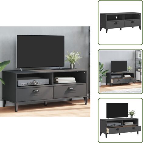 Meuble TV VIKEN gris anthracite bois de pin solide - Meuble Tv - Meuble Téléviseur - Support Tv - Unité Tv - Meuble Industriel