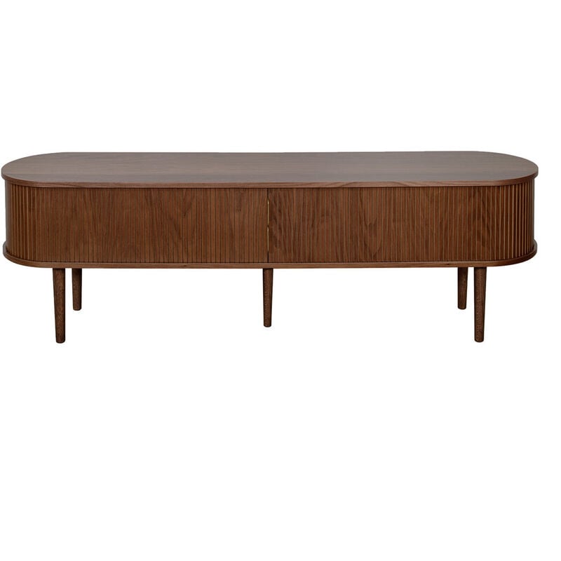 Miliboo - Meuble tv vintage bois foncé noyer avec rangements 2 portes coulissantes L180 cm epic