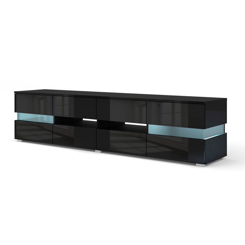 Bim Furniture - Meuble tv viper 186 cm panneau mdf noir mat / noir brillant
