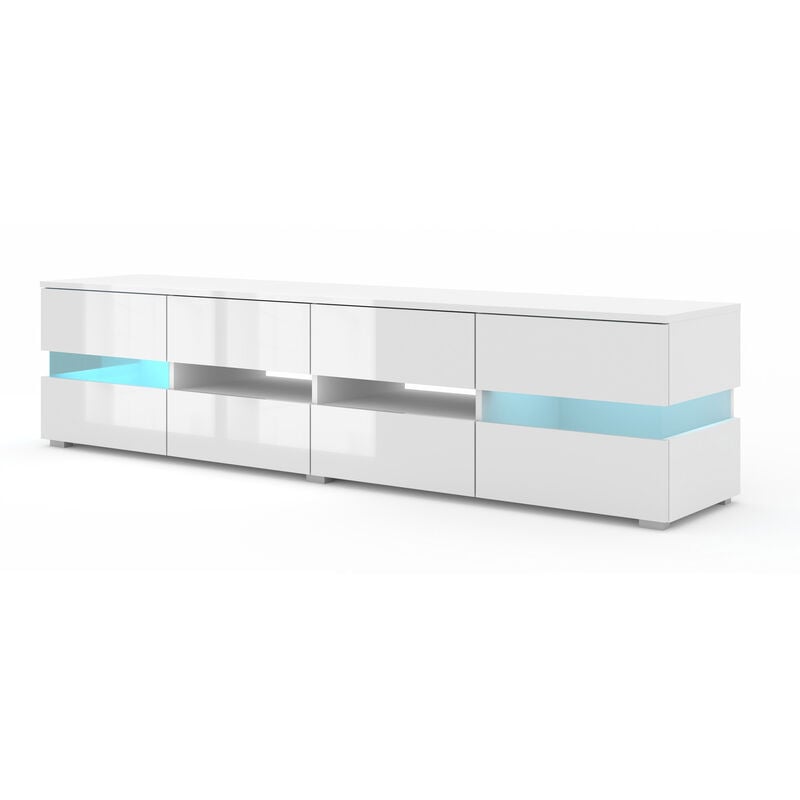 Meuble TV VIPER 186 cm panneau MDF blanc mat / blanc brillant