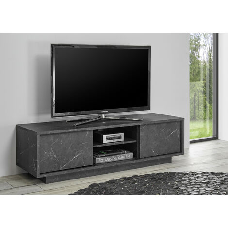 Meuble TV VISCONTI effet marbre noir 138cm