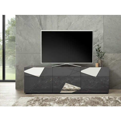 Meuble TV VITTORIA gris anthracite laqué 181 cm