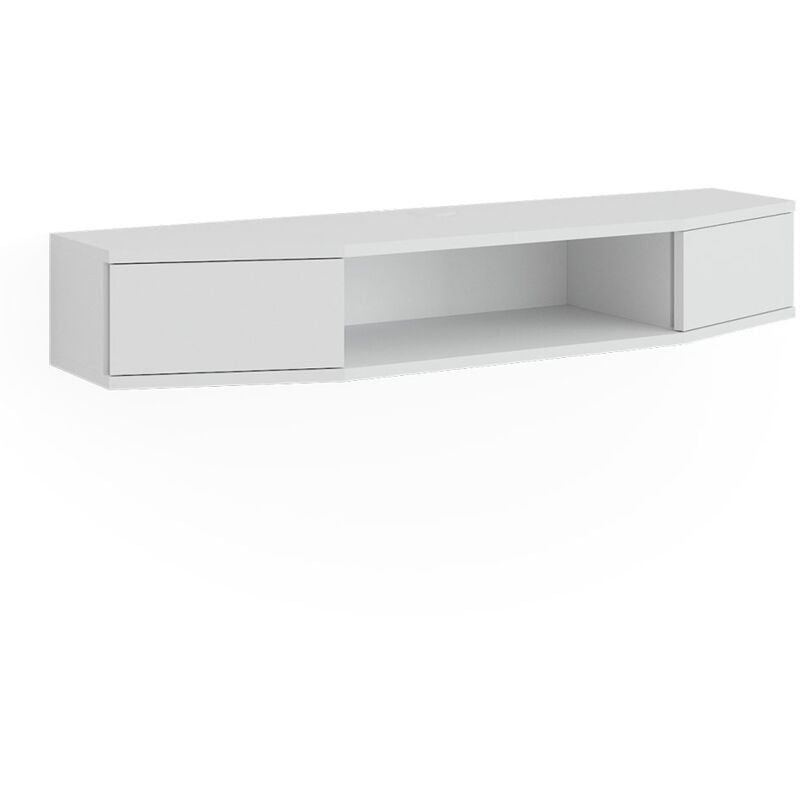 Vicco - Meuble tv Walter, Blanc, 110 x 17.4 cm avec 2 portes