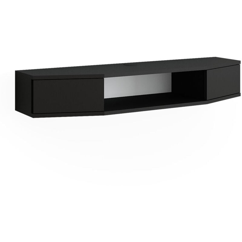 Vicco - Meuble tv Walter, Noir, 110 x 17.4 cm avec 2 portes