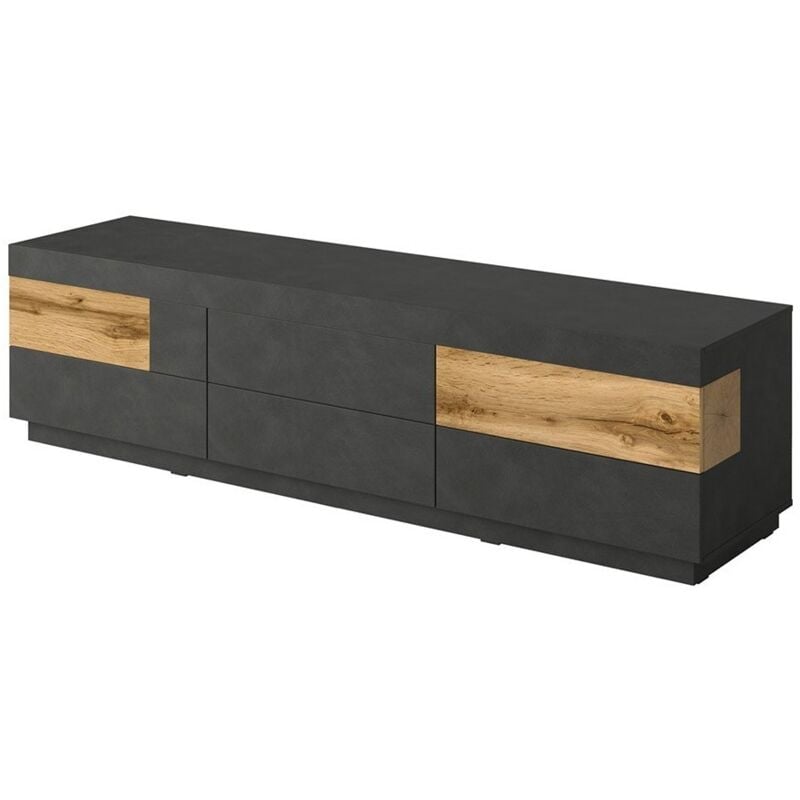 Meublorama - Meuble tv 200 cm kiles avec 6 grands tiroirs - Dimensions 206.3 x 53.6 x 50.3 cm