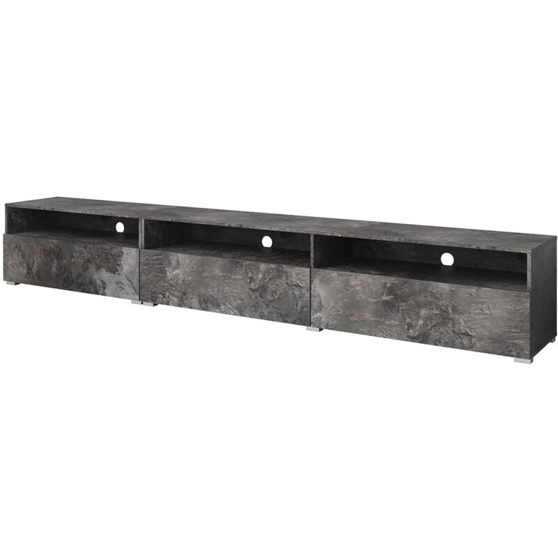 Meublorama - Meuble tv xl 270cm à poser ou à suspendre collection ramos. Coloris gris effet ardoise.