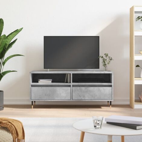 Meuble TV,Banc TV gris béton 100x34,5x44,5 cm bois d'ingénierie -BV36317