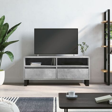 Meuble TV,Banc TV gris béton 100x34,5x44,5 cm bois d'ingénierie -BV67296