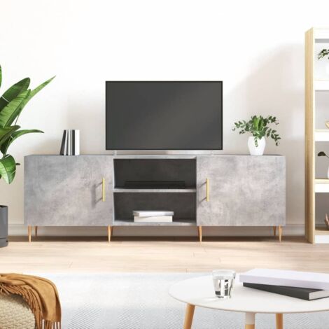 Meuble TV,Banc TV gris béton 150x30x50 cm bois d'ingénierie -BV16670