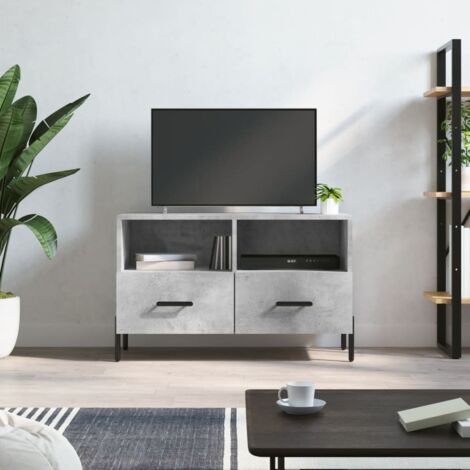 Meuble TV,Banc TV Gris béton 80x36x50 cm Bois d'ingénierie -BV49245