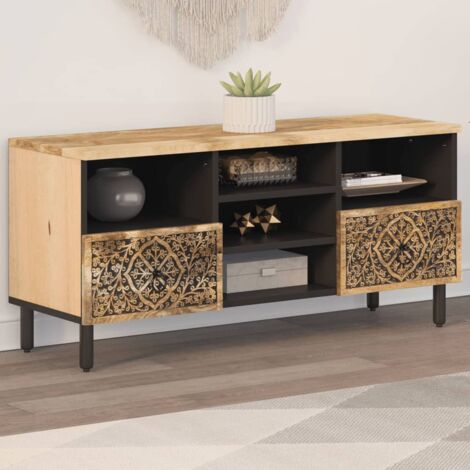 Meuble TV，Banc TV Moderne，Meuble de Rangement 100x33x46 cm bois massif de manguier CFW273537