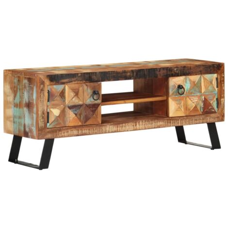 Meuble TV，Banc Tv Moderne，Meuble De Rangement 112x30x45 cm bois massif de récupération CFW10979
